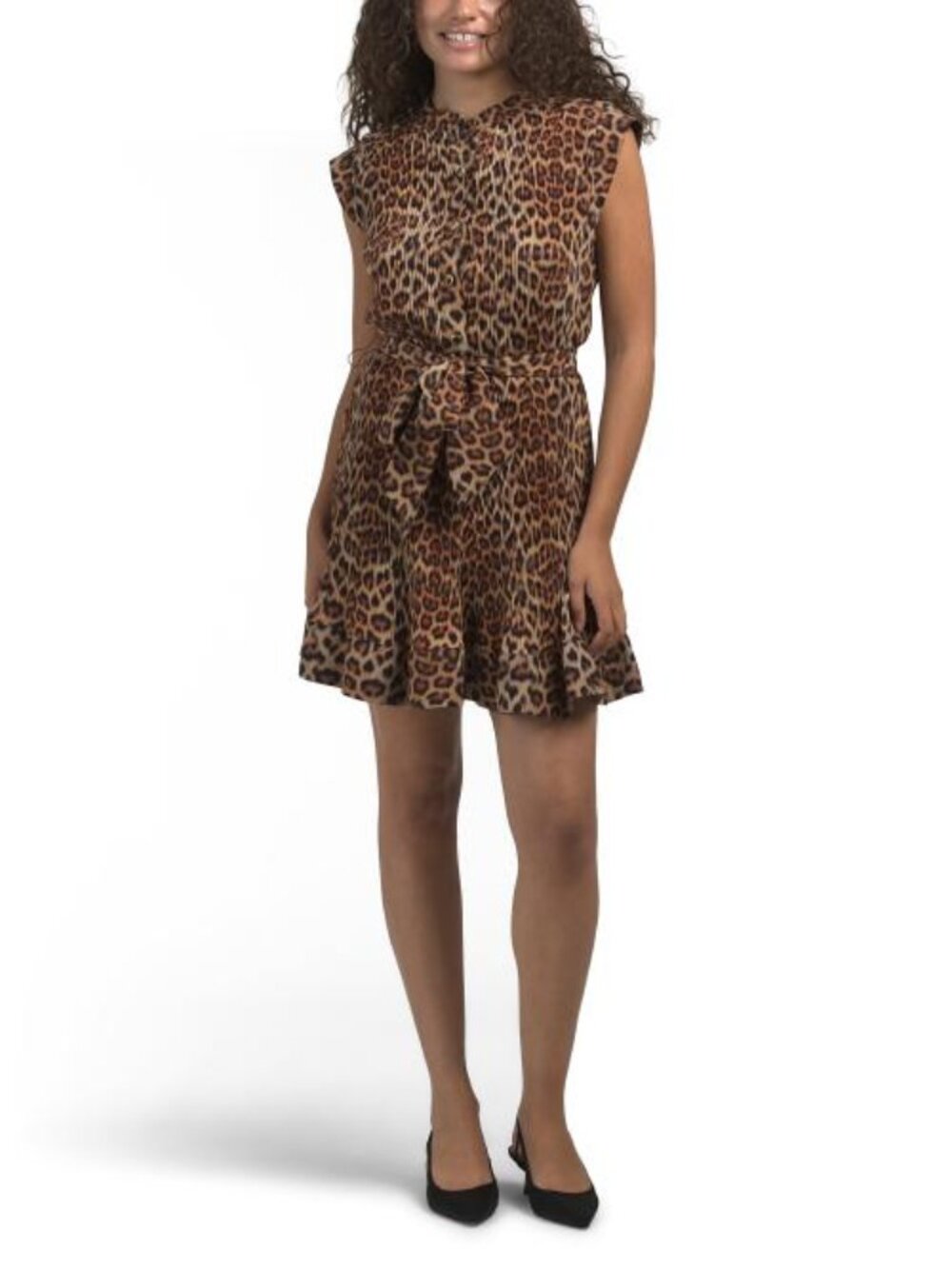 MILLY Joan Printed Leopard Pleated Mini Dress